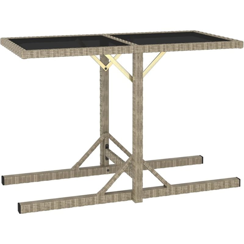 Τραπέζι Εξωτερικού Χώρου VidaXL από Ρατάν/Γυαλί 110x53x72 cm - Μπεζ