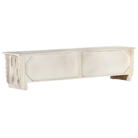 Έπιπλο Τηλεόρασης Vidaxl Μασίφ Ξύλο Μάνγκο 140x30x35 cm - Λευκό image 5