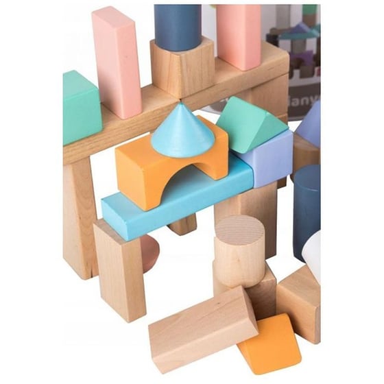 Σετ Ξύλινα Παιδικά Χρωματιστά Τουβλάκια Ecotoys 100 Κομμάτια image 1