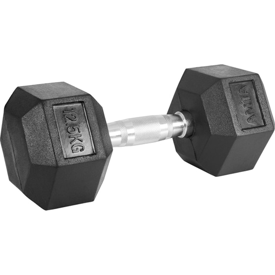 Βαράκι Εξάγωνο 12.5kg Amila Rubber Cover Class A 84540 από Ατσάλι με Επένδυση Λάστιχου - Μαύρο image 1