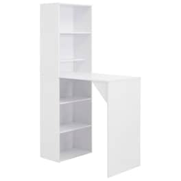 Vidaxl Τραπέζι Μπαρ Με Ραφιέρα Λευκό 115 X 59 X 200 Εκ.