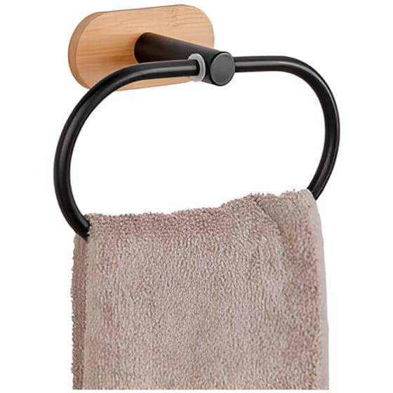 Κρεμάστρα Κρίκος Wenko Orea από Μπαμπού για Πετσέτα 8x12.5cm - Μαύρο/Καφέ image 3