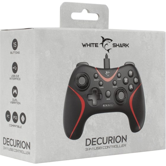 White Shark PS3 Decurion Wired Controller - Μαύρο image 6