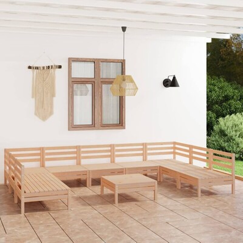 Σαλόνι Κήπου Vidaxl 10 Τμχ Από Μασίφ Ξύλο Πεύκου
