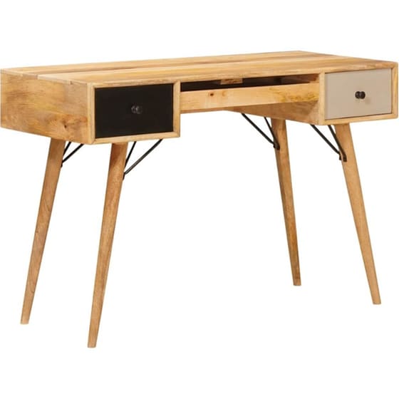 Γραφείο Γραφής VidaXL από Μασίφ Ξύλο Μάνγκο 110x55x76 cm - Καφέ image 0