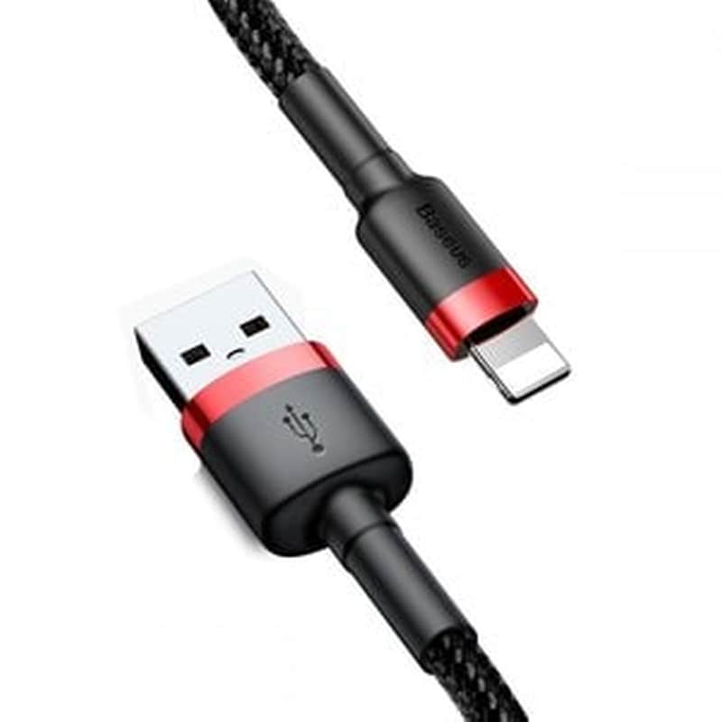 Καλώδιο Baseus Cafule Durable Nylon Braided Usb / Lightning Qc3 Μαύρο / Κόκκινο