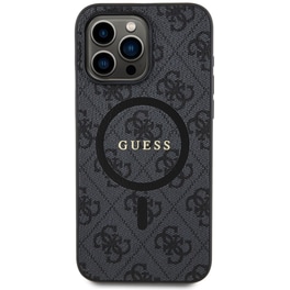 Guess “4g Logo Collection” Magsafe Ring Stand Hard Case Θήκη Προστασίας Από Δερματίνη – Iphone 15 Pro Max (μαύρο – Guhmp15xg4gfrk)