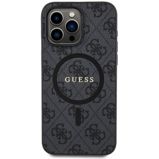 Guess “4g Logo Collection” Magsafe Ring Stand Hard Case Θήκη Προστασίας Από Δερματίνη – Iphone 15 Pro Max (μαύρο – Guhmp15xg4gfrk) image 0