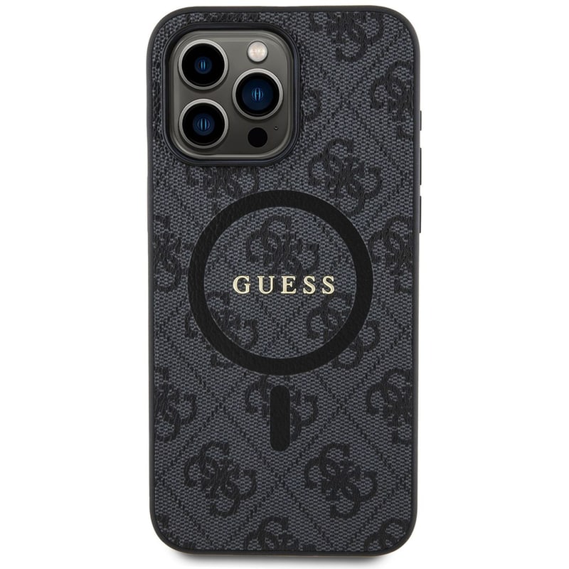 Guess “4g Logo Collection” Magsafe Ring Stand Hard Case Θήκη Προστασίας Από Δερματίνη – Iphone 15 Pro Max (μαύρο – Guhmp15xg4gfrk)