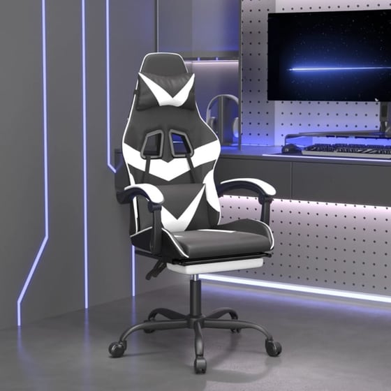 Καρέκλα Μασάζ Gaming VIDAXL Καρέκλα με Υποπόδιο από Τεχνητό Δέρμα - Μαύρο image 8