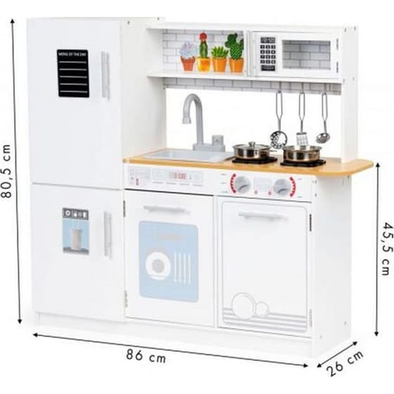 Ξύλινη Παιδική Ecotoys Plk553 Κουζίνα Με Led & 5 Μεταλλικά Αξεσουάρ - 86x26x80.5 cm image 3