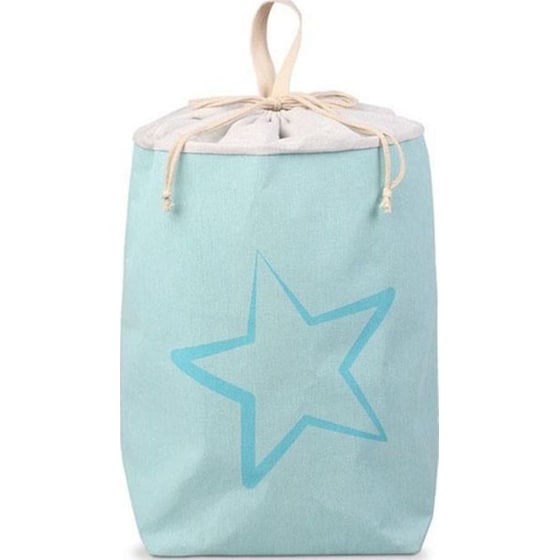 Καλάθι Απλύτων/Αποθήκευσης Kiokids Αστέρι 3010 Υφασμάτινο Γαλάζιο/Εκρού - 48x20x43 cm image 0