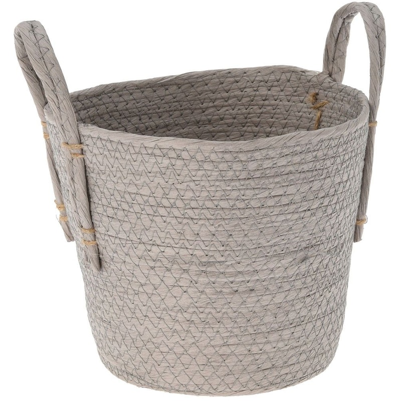 SPITISHOP Καλάθι Αποθήκευσης Spitishop K-m Dark Grey Kr2002800 20x18cm Ψάθινο - Γκρι