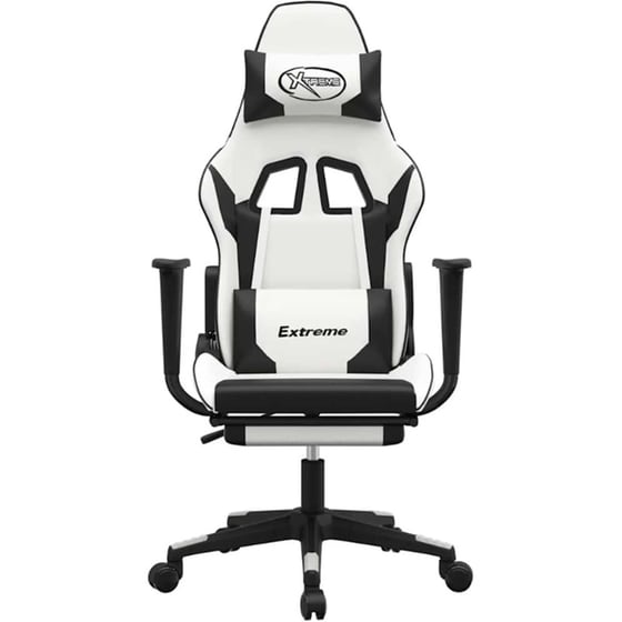 Καρέκλα Gaming VIDAXL 345467 με Υποπόδιο από Τεχνητό Δέρμα - Μαύρο image 2