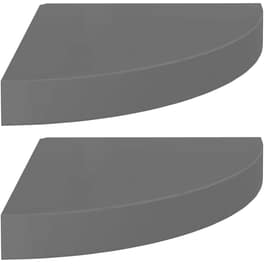 Ράφια Τοίχου Γωνιακά VidaXL από MDF 25x25x3.8cm 2 Τμχ - Γκρι/Γυαλιστερό