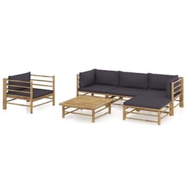 Σετ Σαλόνι Κήπου Vidaxl από Μπαμπού με Μαξιλάρια 6 Τμχ - Ανθρακί