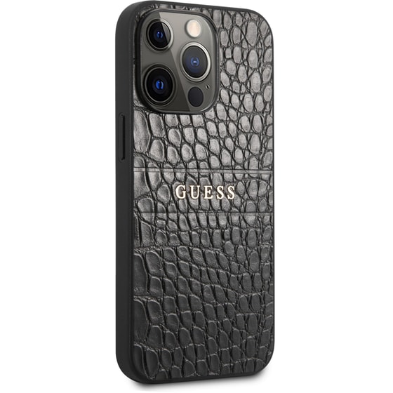 Θήκη Apple iPhone 13 Pro - Guess Croco Collection Hot Stamp Lines - Μαύρο image 5
