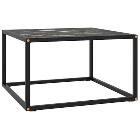 Vidaxl Τραπεζάκι Σαλονιού Μαύρο 60x60x35 Εκ. Μαύρο Γυαλί Όψη Μαρμάρου image 0