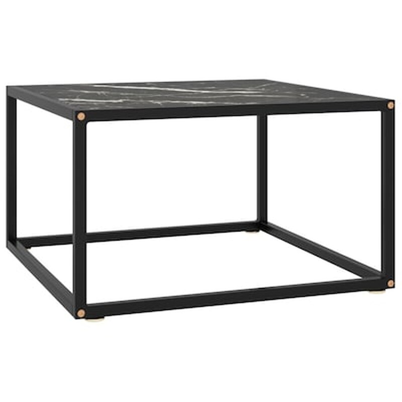 Vidaxl Τραπεζάκι Σαλονιού Μαύρο 60x60x35 Εκ. Μαύρο Γυαλί Όψη Μαρμάρου