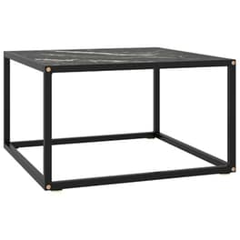 Vidaxl Τραπεζάκι Σαλονιού Μαύρο 60x60x35 Εκ. Μαύρο Γυαλί Όψη Μαρμάρου