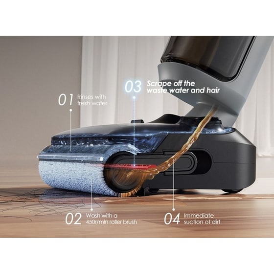 TINECO Floor One i5 Stretch Plus 0.8 L Μαύρo Wet & Dry Σκούπα Stick image 4