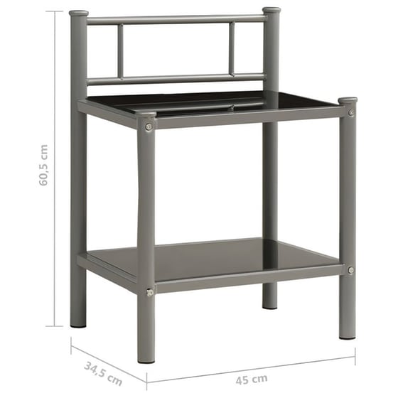 Κομοδίνο Vidaxl Μεταλλικό 2τμχ 45x34.5x60.5 cm - Γκρι Μαύρο image 7