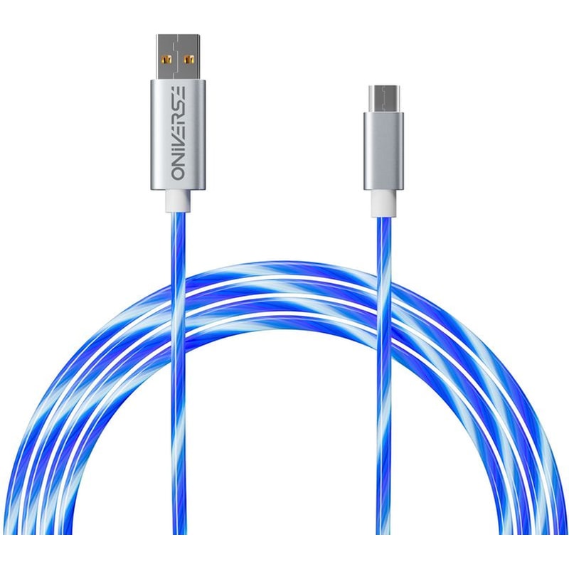 Καλώδιο Δεδομένων Φόρτισης Oniverse με LED USB-A to Micro USB 2m - White