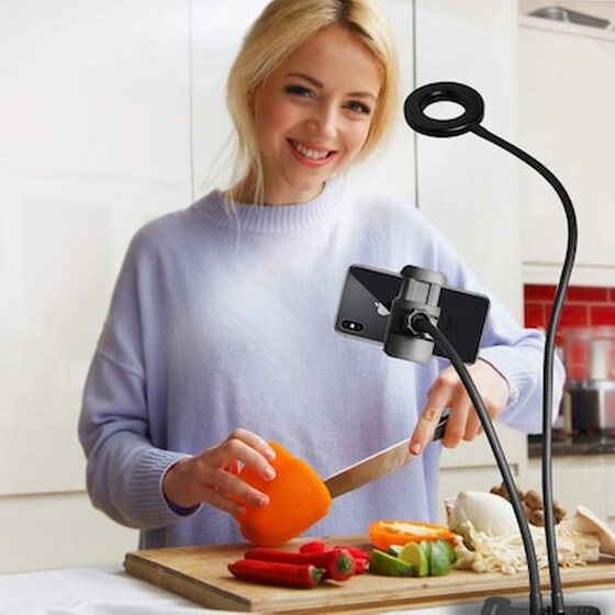 Βάση Κινητού Με Selfie Stick And Ring Light Ιδανικό Για Makeup Artists, Live Stream Κτλπ. image 3
