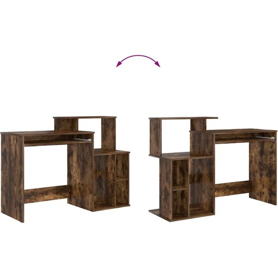 Γραφείο VidaXL από Επεξεργασμένο Ξύλο 120,5x44x88,5 cm - Καπνιστή Δρυς image 9
