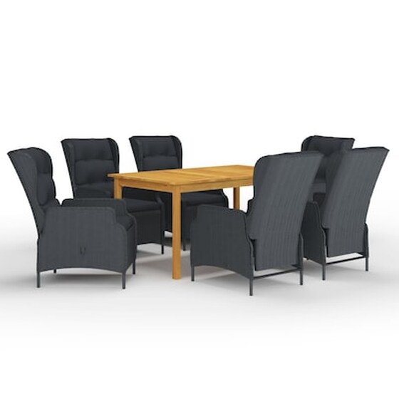 Vidaxl Σετ Τραπεζαρίας Κήπου 7 Τεμαχίων Σκούρο Γκρι image 0