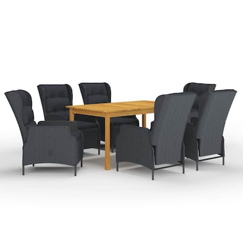 Vidaxl Σετ Τραπεζαρίας Κήπου 7 Τεμαχίων Σκούρο Γκρι VIDAXL