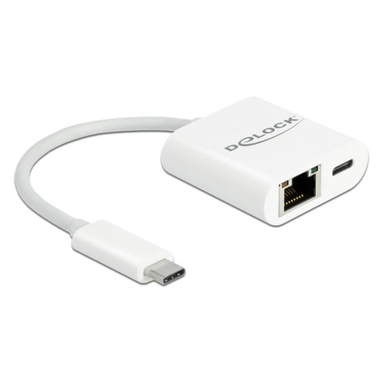 Delock Αντάπτορας Usb-c Σε Rj45 + Usb-c 65402, 1000mbps, 12cm, Λευκός image 0