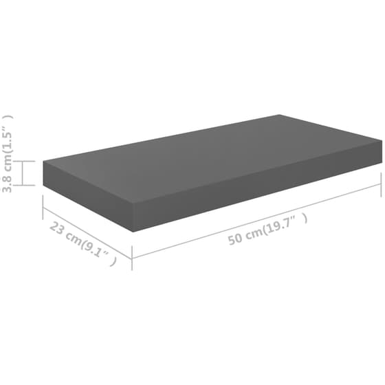 Ράφι Τοίχου VidaXL από MDF 50x23x3.8 cm - Γκρι image 6