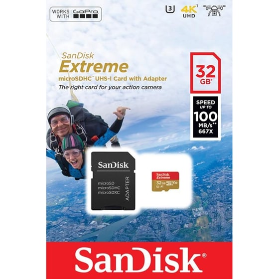 Sandisk Extreme Action microSDHC 32GB Class 10 U3 V30 A1 UHS-I με αντάπτορα image 1