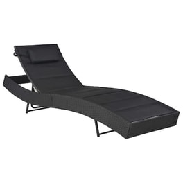 Ξαπλώστρα VidaXL από Συνθετικό Ρατάν και Textilene 213x70x40-91.5 cm - Μαύρο