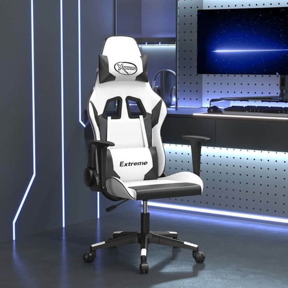 Καρέκλα Gaming VIDAXL 345455 με Ρυθμιζόμενα Μπράτσα από Τεχνητό Δέρμα - Λευκό / Μαύρο image 9