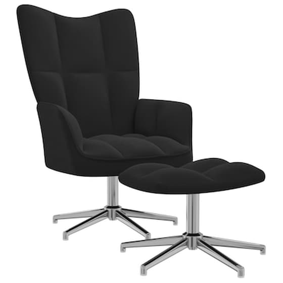 Vidaxl Πολυθρόνα Relax Μαύρη Βελούδινη Με Σκαμπό image 0