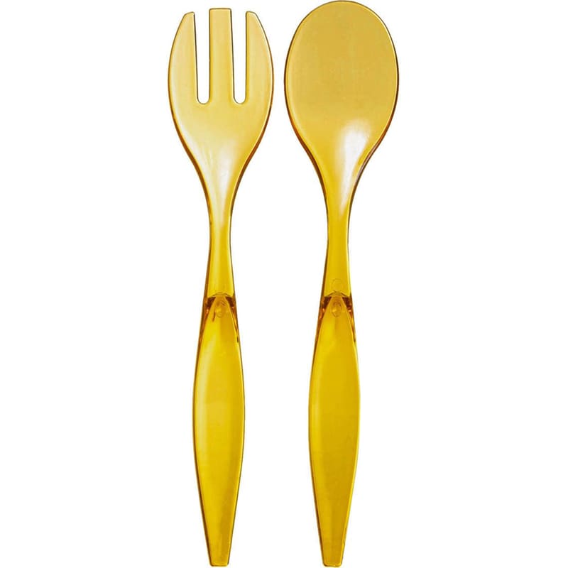 SPITISHOP Κουτάλα Σαλάτας Spitishop Πλαστικό 2Τμχ - Κίτρινο