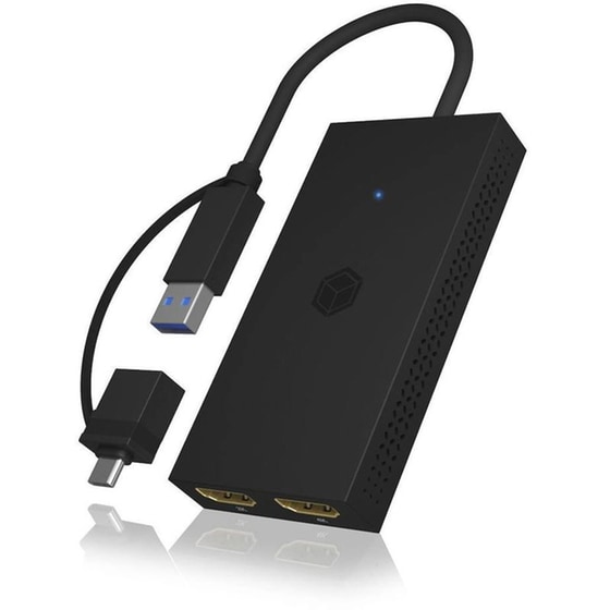 Αντάπτορας Icy Box Splitter Mobile USB σε Διπλό HDMI USB 3.2 Gen 1  - Μαύρο image 1