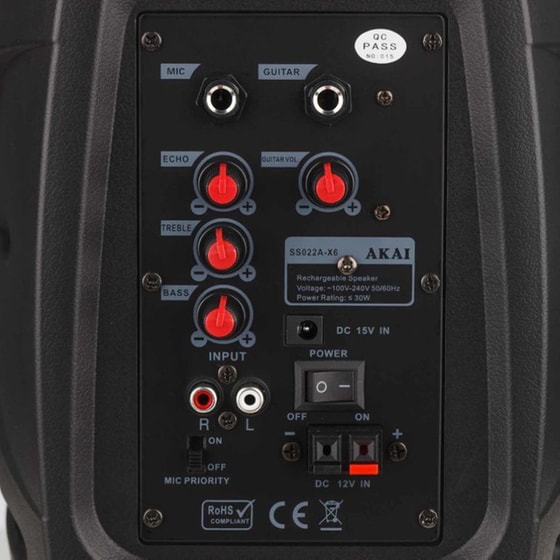 Party Speaker Akai SS022A-X6 30W Karaoke με Ασύρματo Μικρόφωνo - Μαύρο image 17