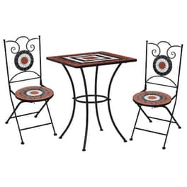 Vidaxl Σετ Bistro «μωσαϊκό» 3 Τεμ. Τερακότα/λευκό Κεραμικά Πλακίδια