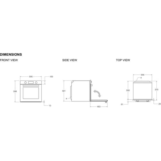 BERTAZZONI FMOD6117PTN3 76 Lt Μαύρο Εντοιχιζόμενος Φούρνος Άνω Πάγκου image 3