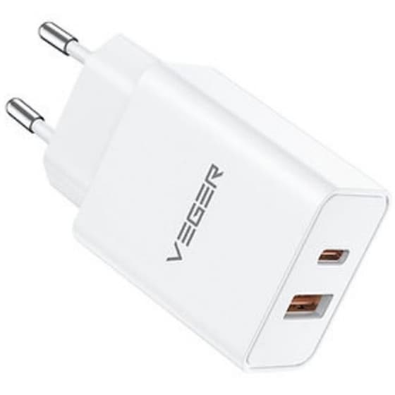 Φορτιστής VEGER VLS302U USB-A, USB-C με υποστήριξη Power Delivery / Quick Charge 3.0 - 30 W image 0