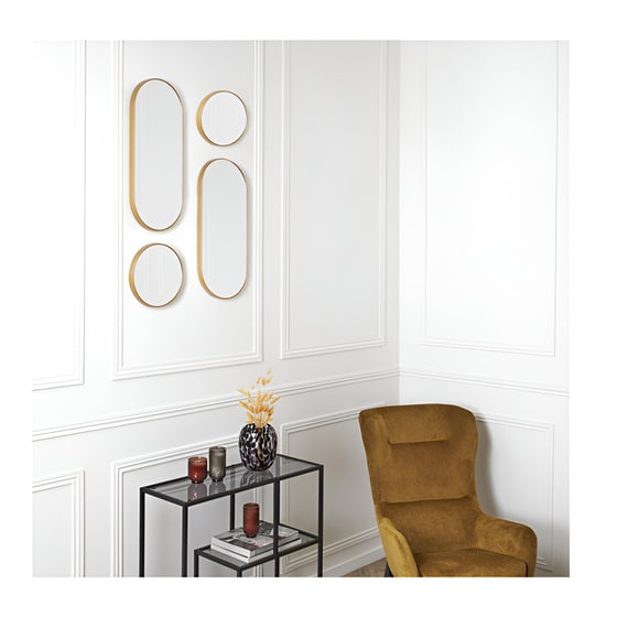 Σετ Διακοσμητικοί Καθρέπτες Home Deco Factory 71x30 cm 4 Τμχ - Χρυσό image 2