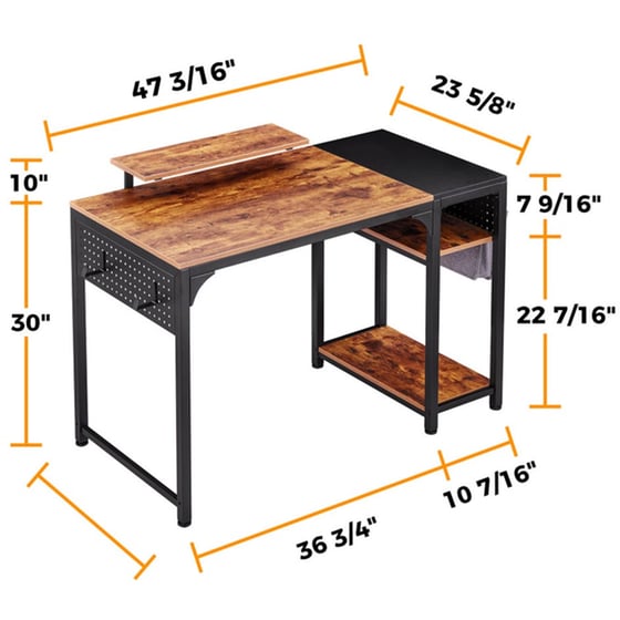 Γραφείο Υπολογιστή Eureka Ergonomic από Μελαμίνη 120x60cm - Καφέ/Μαύρο image 3