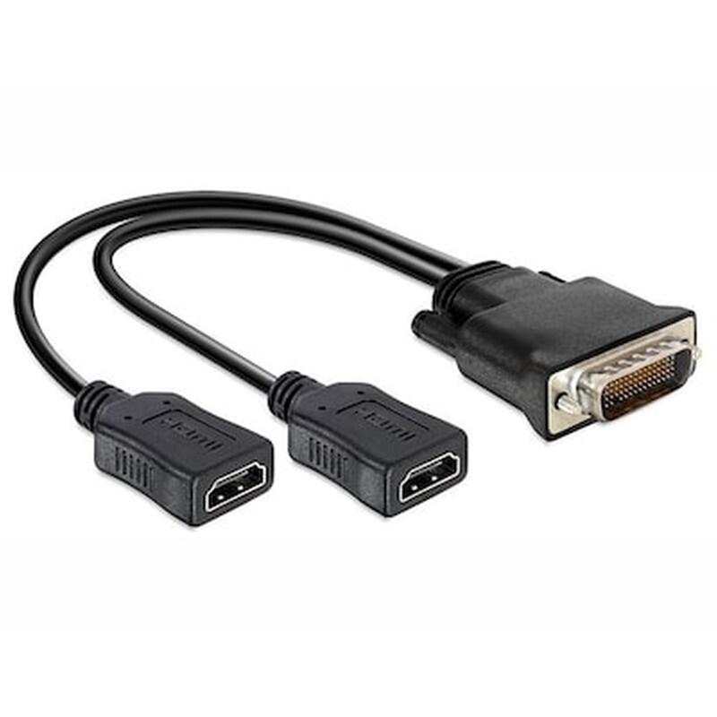 Delock Adapter Από Dms-59 Male Σε 2x Hdmi 19 Pin Female, 20cm, Μαύρο