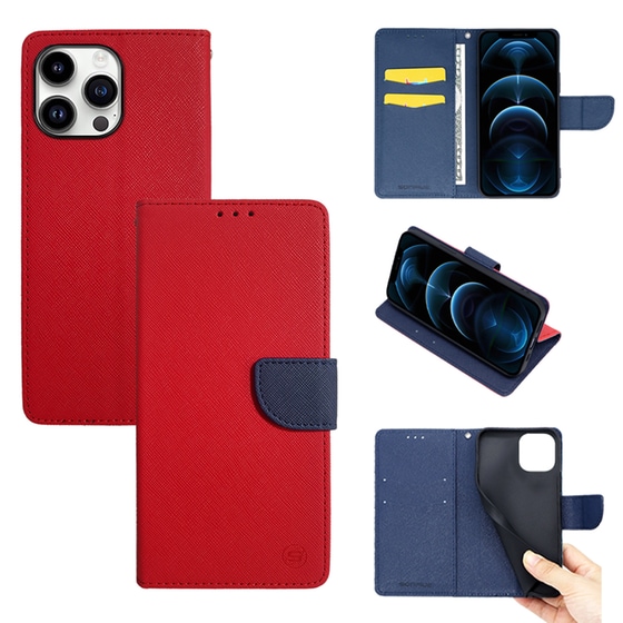 Θήκη Apple iPhone 14 Pro Max - Sonique Trend Book - Κόκκινο/Σκούρο Μπλε image 0
