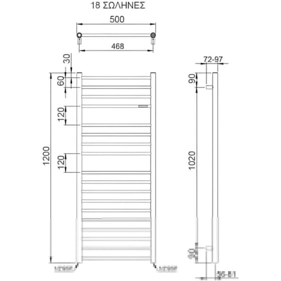 THERMO BELLAVIA BEL12050-111 Πετσετοκρεμάστρα Μπάνιου Ασημί image 1