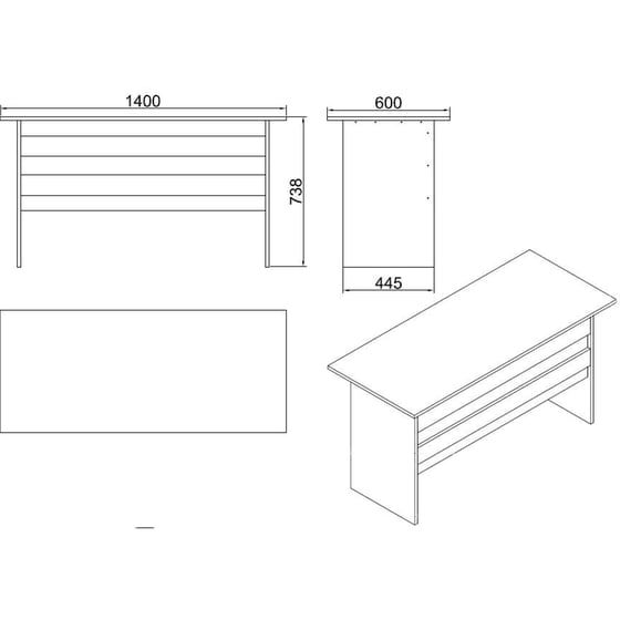 Γραφείο Μελέτης 24Mall Lo από Μοριοσανίδα 140x60x73.8 cm - Λευκό image 4