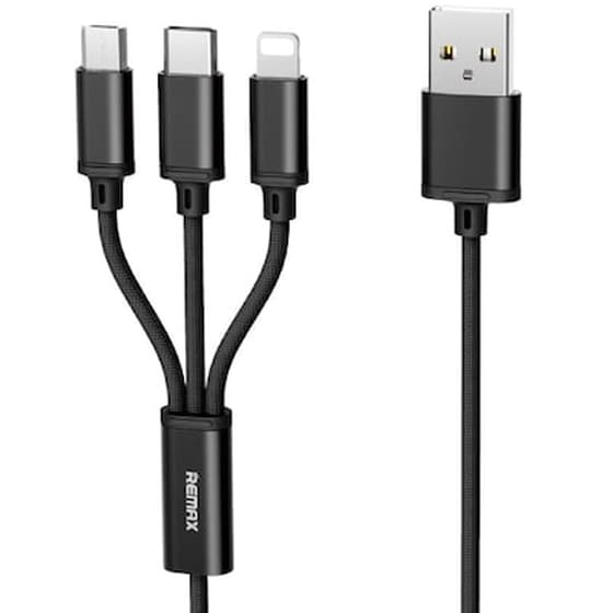 Σετ Καλωδίων Remax Gition RC-131th Braided Usb to Lightning/Usb-C/micro USB 2.8A 1.15m - Black image 0